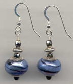 Pandora Style, Blue, Black, & Sterling Silver Earrings